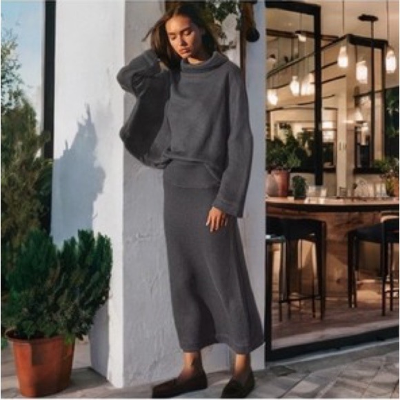 Free People Milley Reversible 2-Piece Set, Blue Knit Turtleneck & Skirt(XS) NWOT - Picture 2 of 13